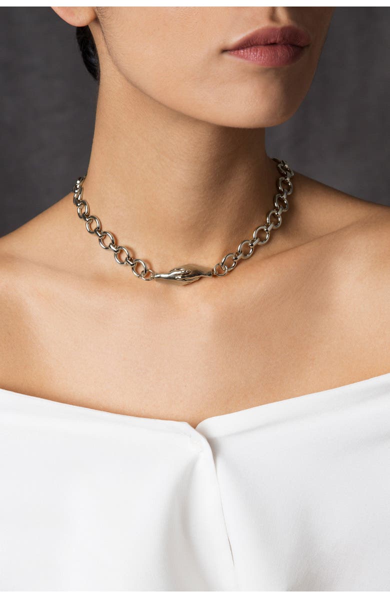 MLE Gentlewoman's Agreement Necklace, Alternate, color, Metallic Silver - 18"