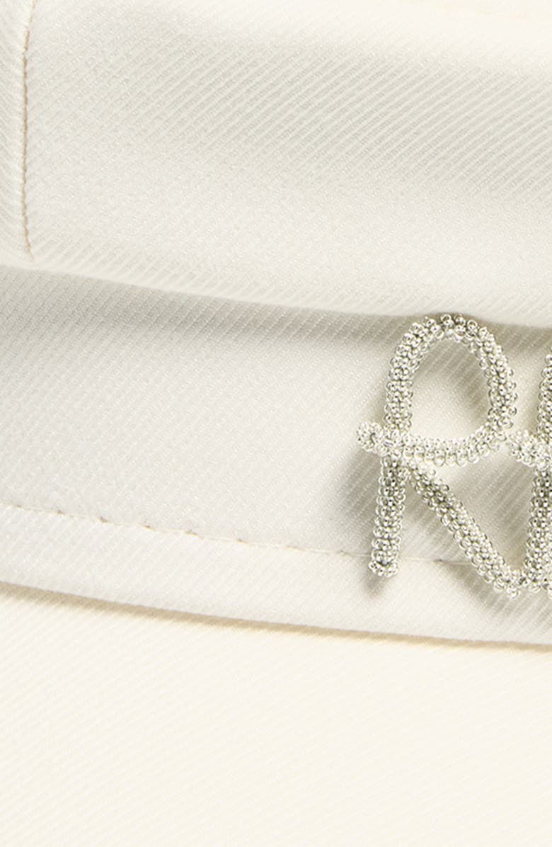 Ruslan Baginskiy Pierced 
Logo Embellished Twill Baker Boy Cap, Alternate, color, Ivory
