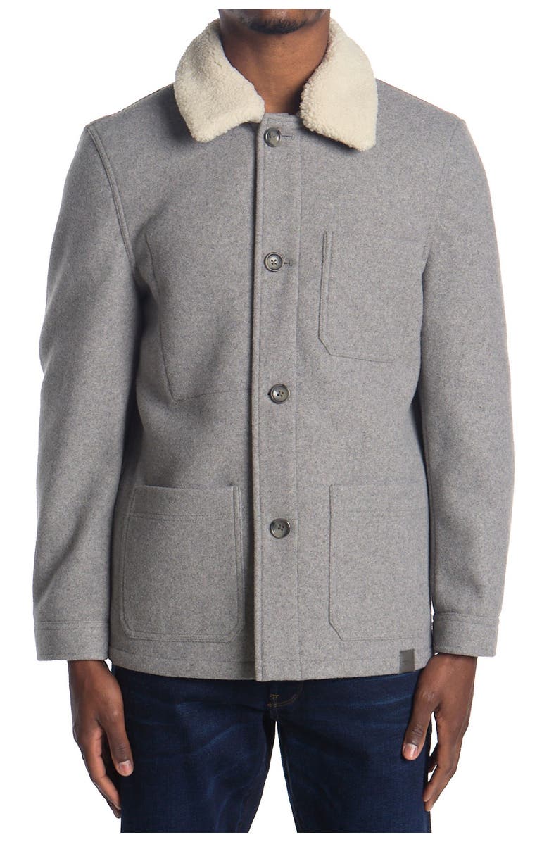 Michael Kors Faux Shearling Collar Button Front Coat, Alternate, color,