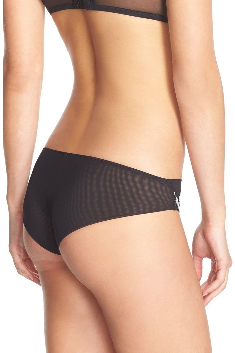 'Exotic Flower' Low Rise Tanga, Alternate, color, BLACK COMBO