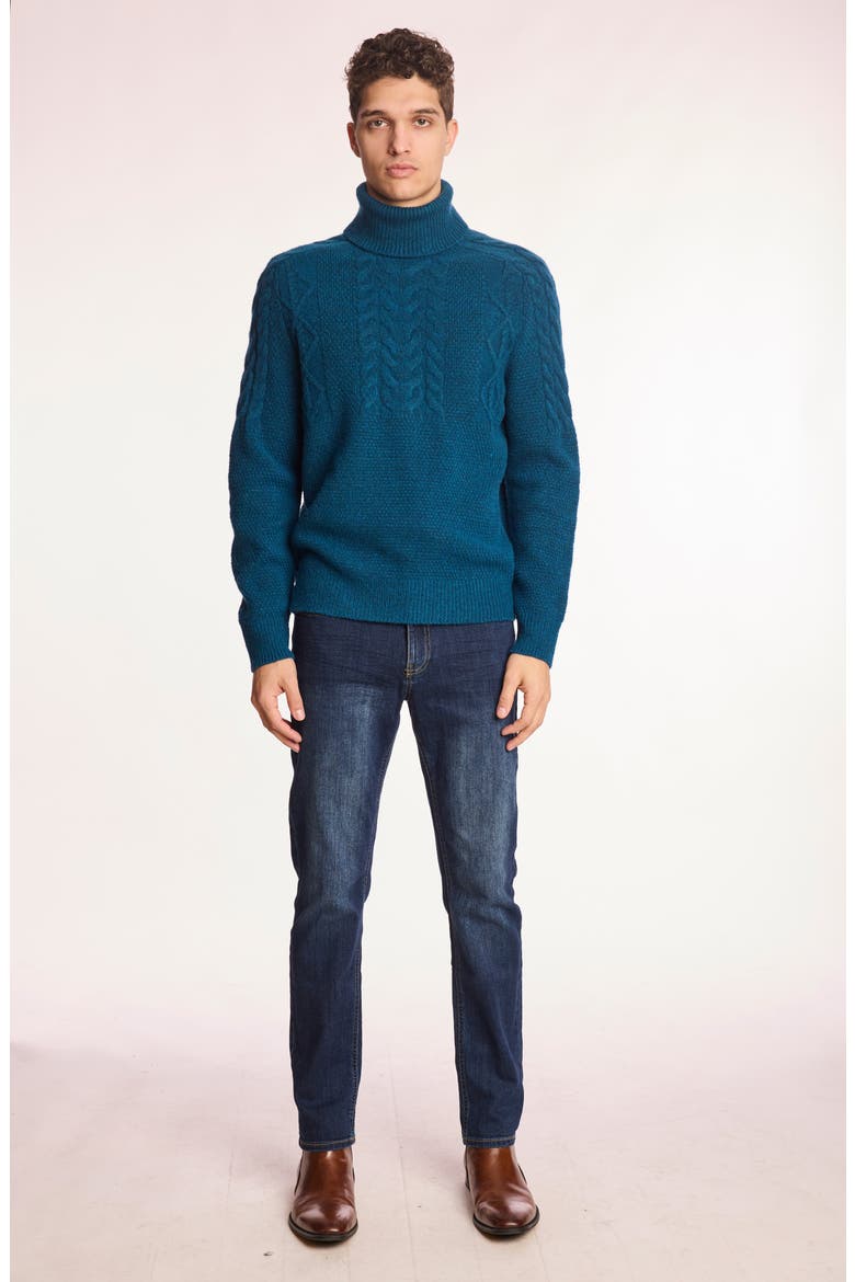 Cable Stitch Turtleneck Sweater, Alternate, color, BLUE WHISPER