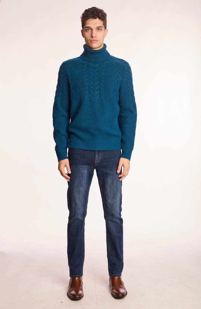 PAISLEY & GRAY Cable Stitch Turtleneck Sweater, Alternate, color, Blue Whisper
