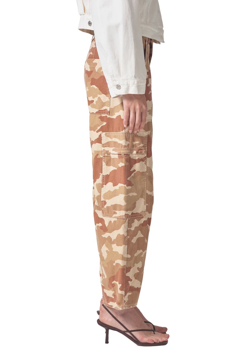 Marcelle Camo Print Low Rise Barrel Cargo Jeans, Alternate, color, SAND CAMO