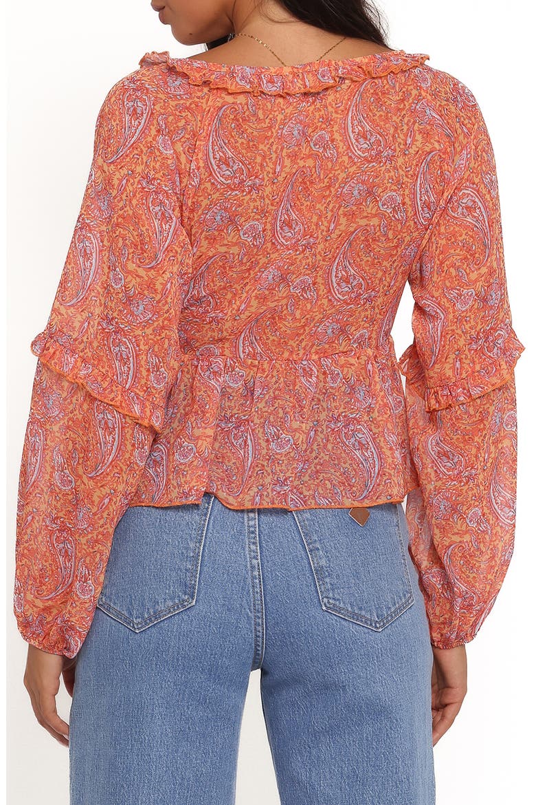 Isolt Paisley Print Tie Front Shirt, Alternate, color, ORANGE PAISLEY