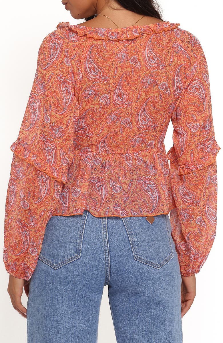Petal & Pup Isolt Paisley Print Tie Front Shirt, Alternate, color, Orange Paisley