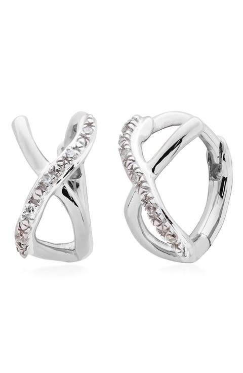 Riva Crisscross Diamond Hoop Earrings (Nordstrom Exclusive)