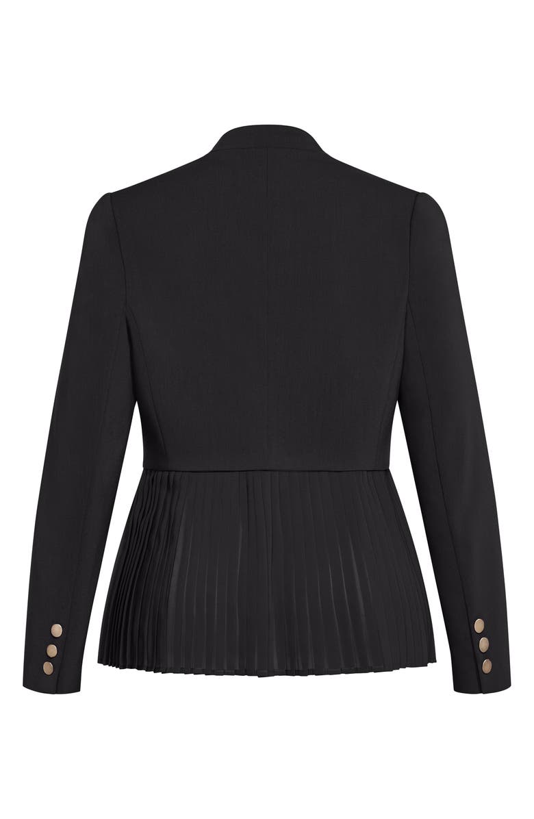 City Chic Holly Removable Pleated Hem Jacket, Alternate, color, Black