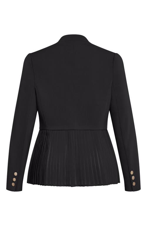 City Chic Holly Removable Pleated Hem Jacket In Black