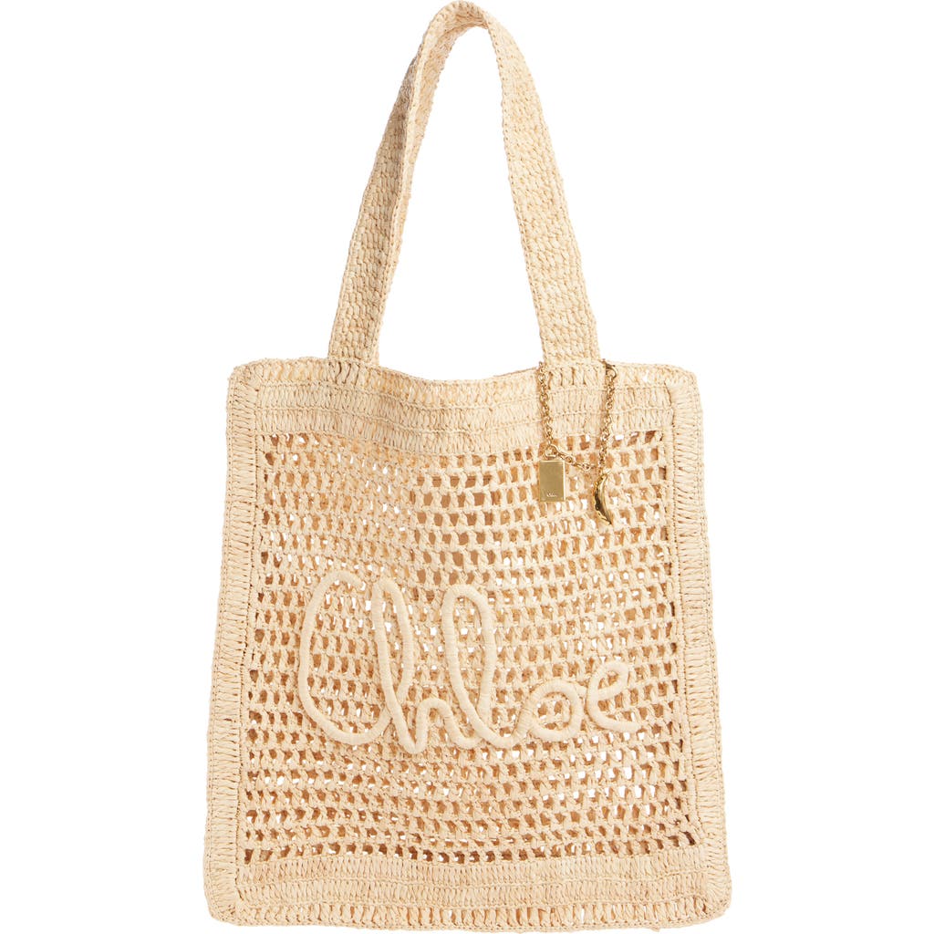 Chloé Summer Banana Crochet Raffia Tote Bag