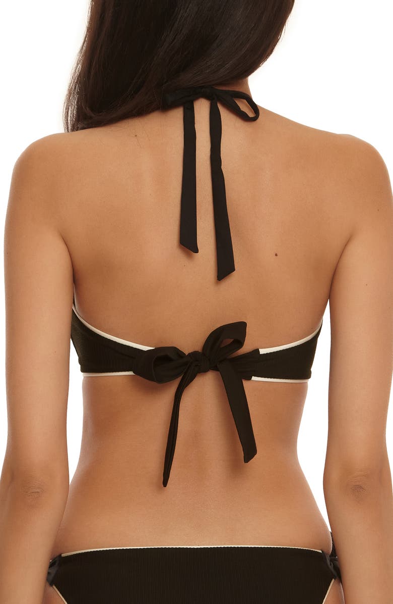 Trina Turk Corinth Bandeau Bikini Top, Alternate, color, Black/ Vanilla