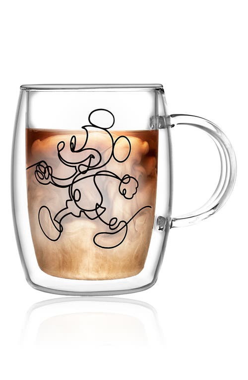 Joyjolt Mickey & Pluto Glass Mug Set In Transparent