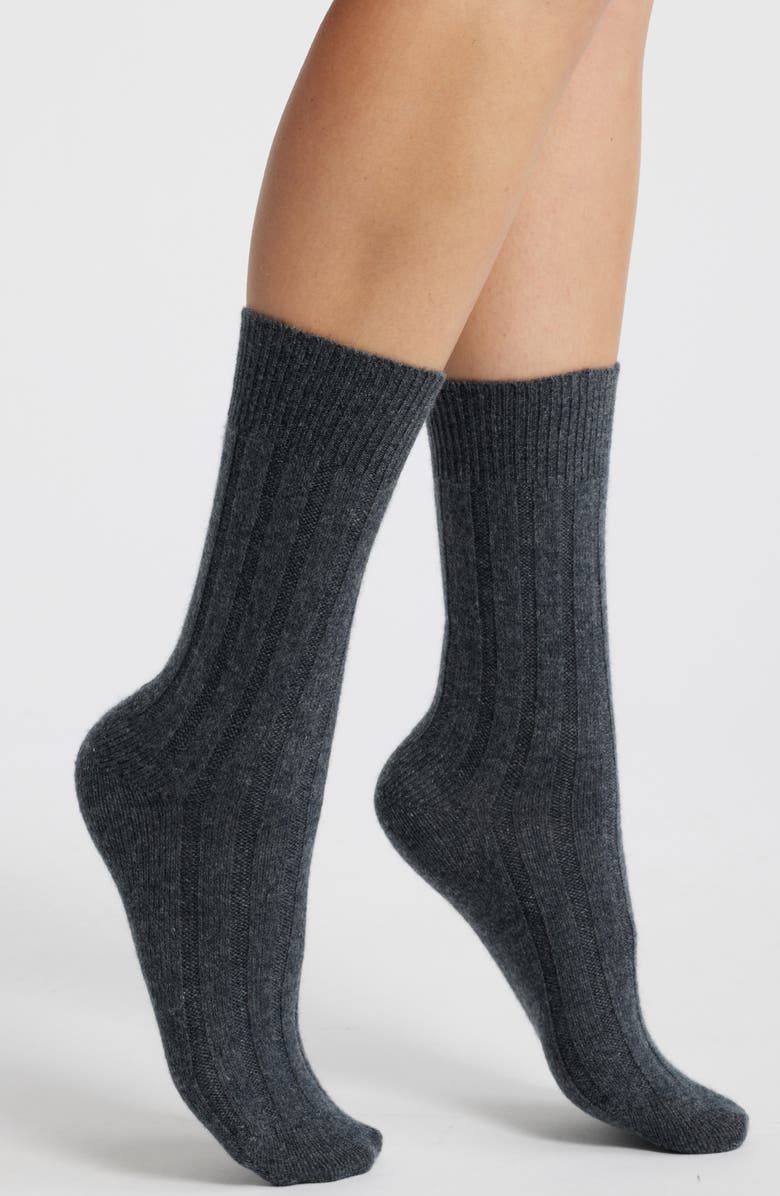 Rib Cashmere Blend Crew Socks