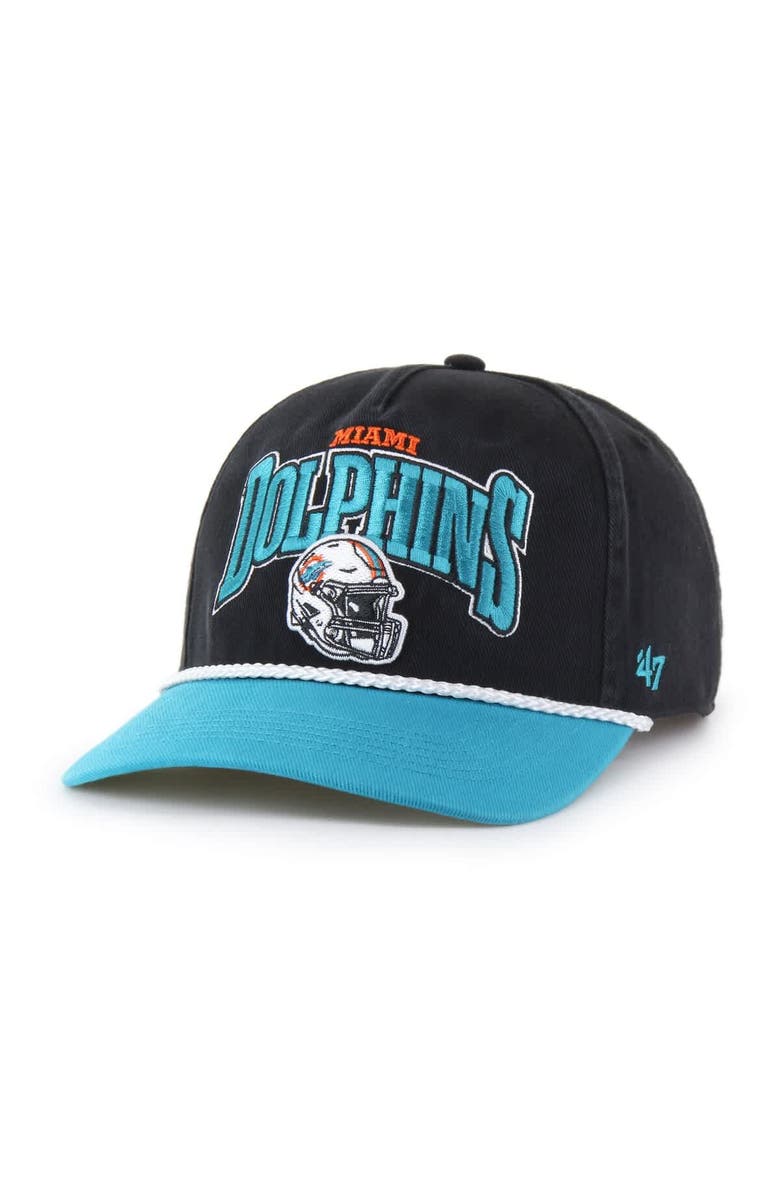 '47 Men's '47 Black/Aqua Miami Dolphins Palermo Hitch Adjustable Hat, Main, color, 