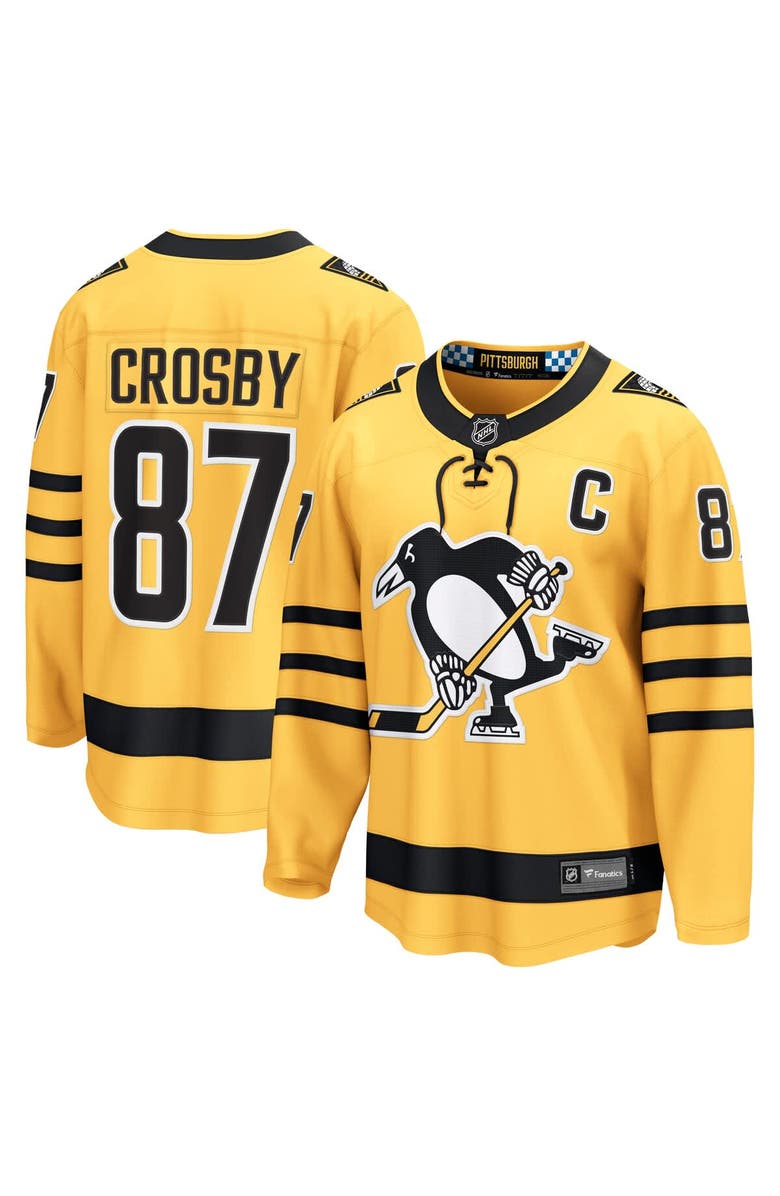 FANATICS Men's Fanatics Sidney Crosby Gold Pittsburgh Penguins Alternate Breakaway Player Jersey, Main, color, 