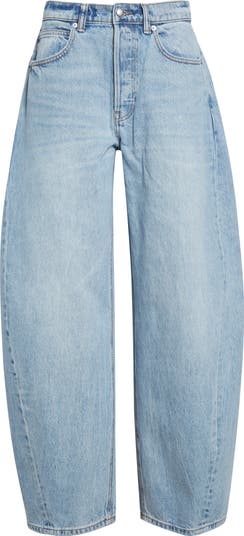 【関税&送料込】Alexander Wang Jeans A Palloncino In Denim Logo-Embossed Balloon Jeans in VINTAGE LIGHT INDIGO