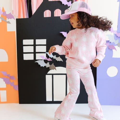 Sweet Wink Ghost Halloween Printed Flare Legging In Pink