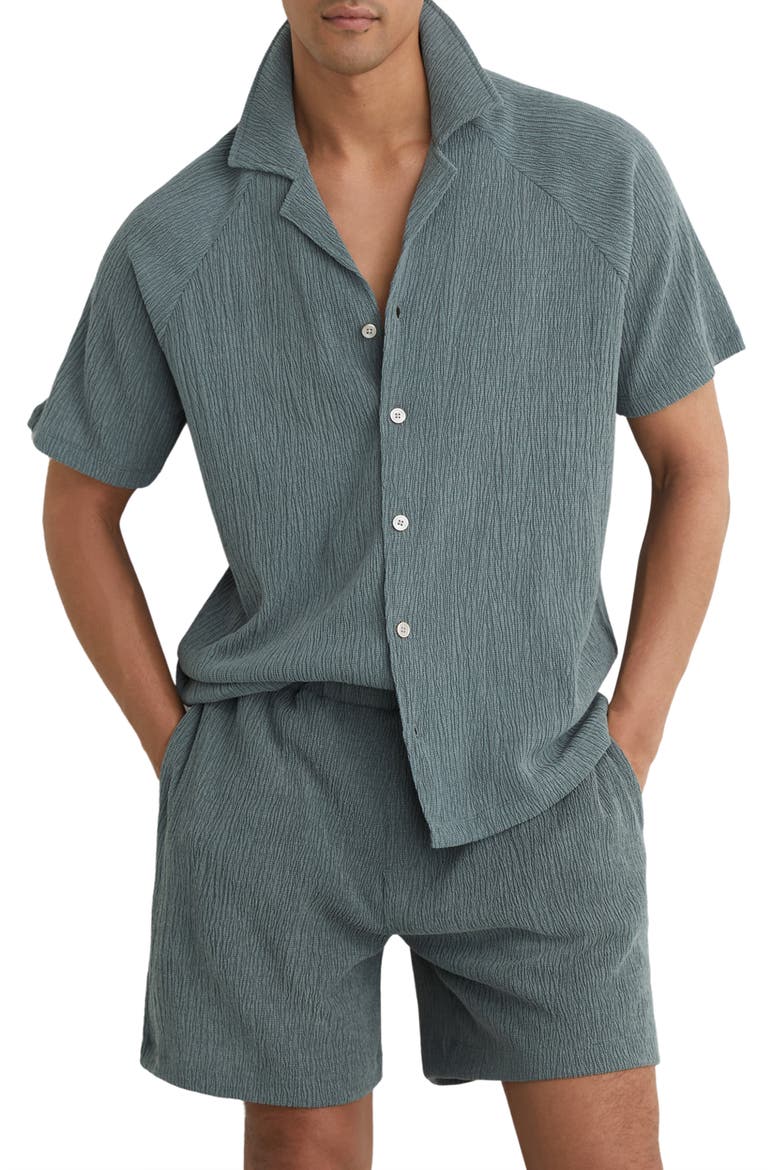 Knox Textured Camp Shirt, Main, color, DARK SAGE