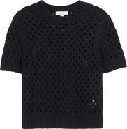 Vince Boxy Honeycomb Knit Short Sleeve Sweater