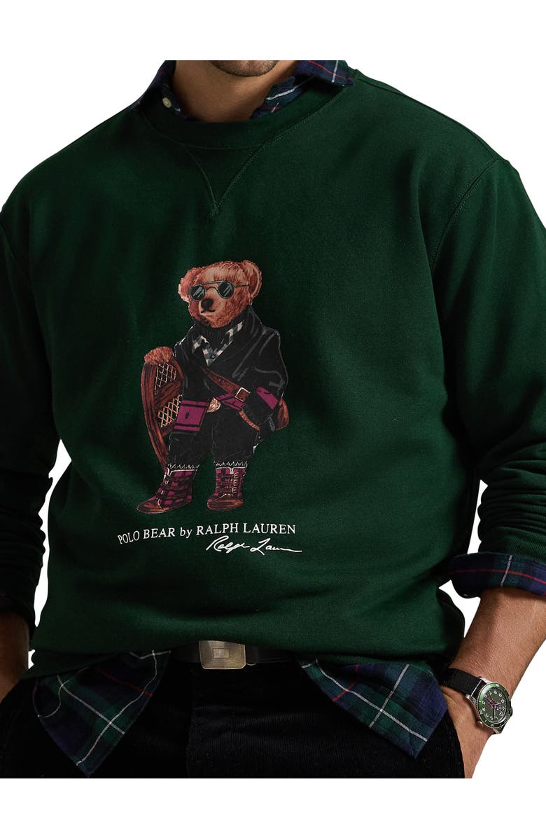 Polo Ralph Lauren Big & Tall Bear Crewneck Sweatshirt, Alternate, color, Moss Agate Holiday