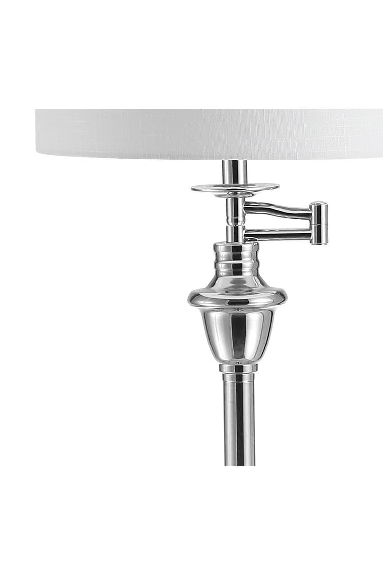 Cora Modern Metal LED Floor Lamp with Integrated Glass Side Table and Swing Arm, Alternate, color, Chrome