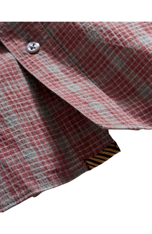 Billy Reid Donels Plaid Short Sleeve Cotton Seersucker Button-up Shirt In Rosewood