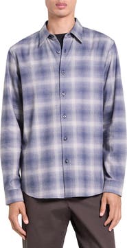 Theory Irving Plaid Long Sleeve Cotton Shirt