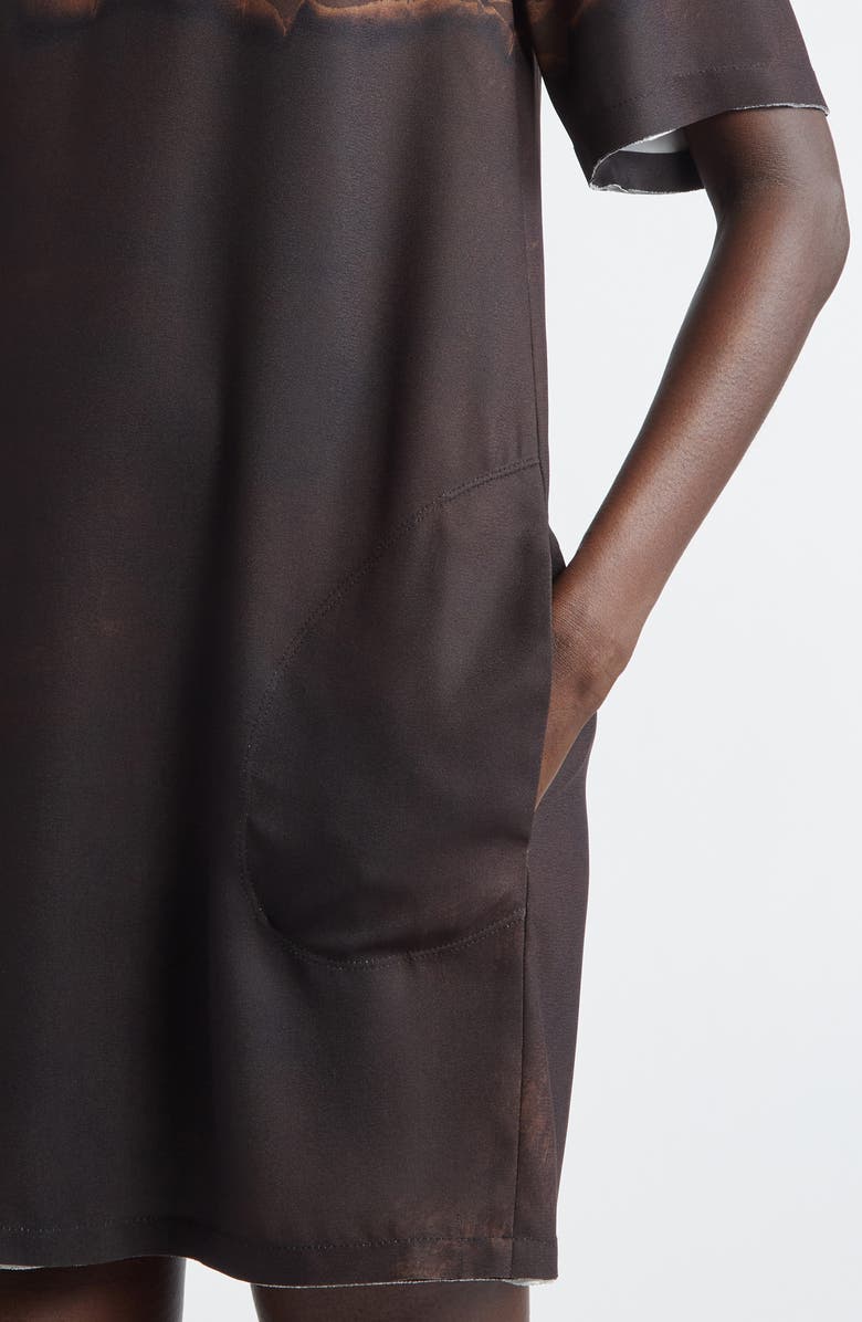 Jason Wu Collection Burned Stripe Short Sleeve T-Shirt Dress, Alternate, color, Calico / Brown Burnt Stripe