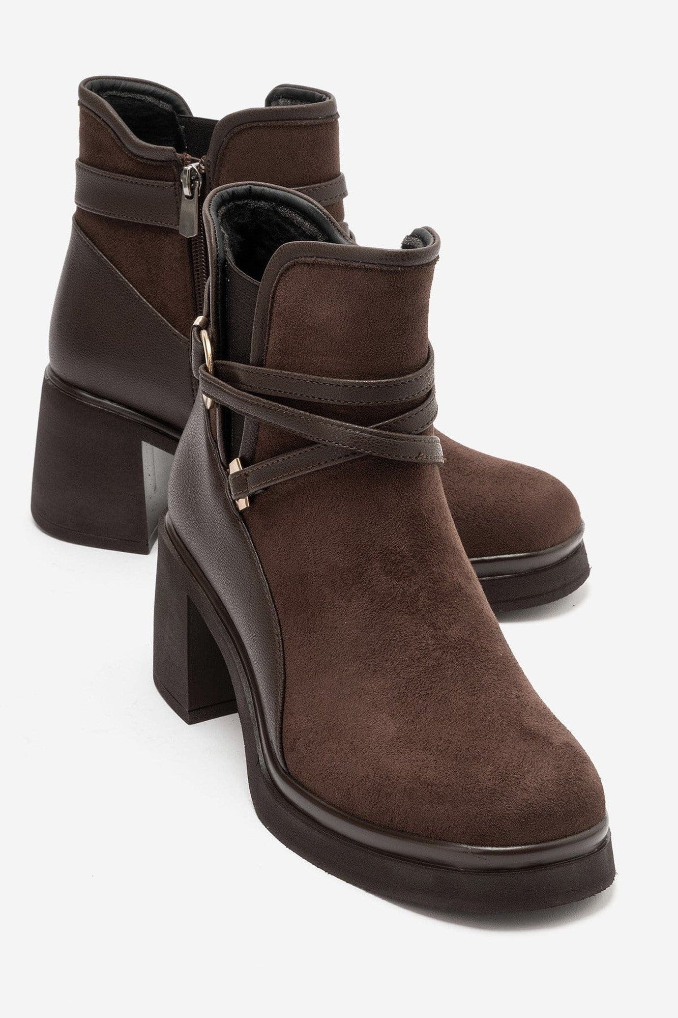 Venice Belted Block Heel Boot, Alternate, color, Brown Suede