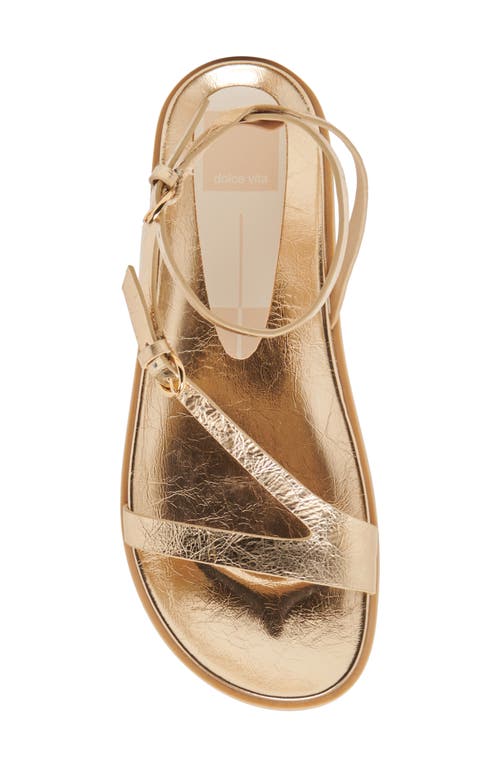 Dolce Vita Darlis Ankle Strap Sandal In Gold Distressed Leather