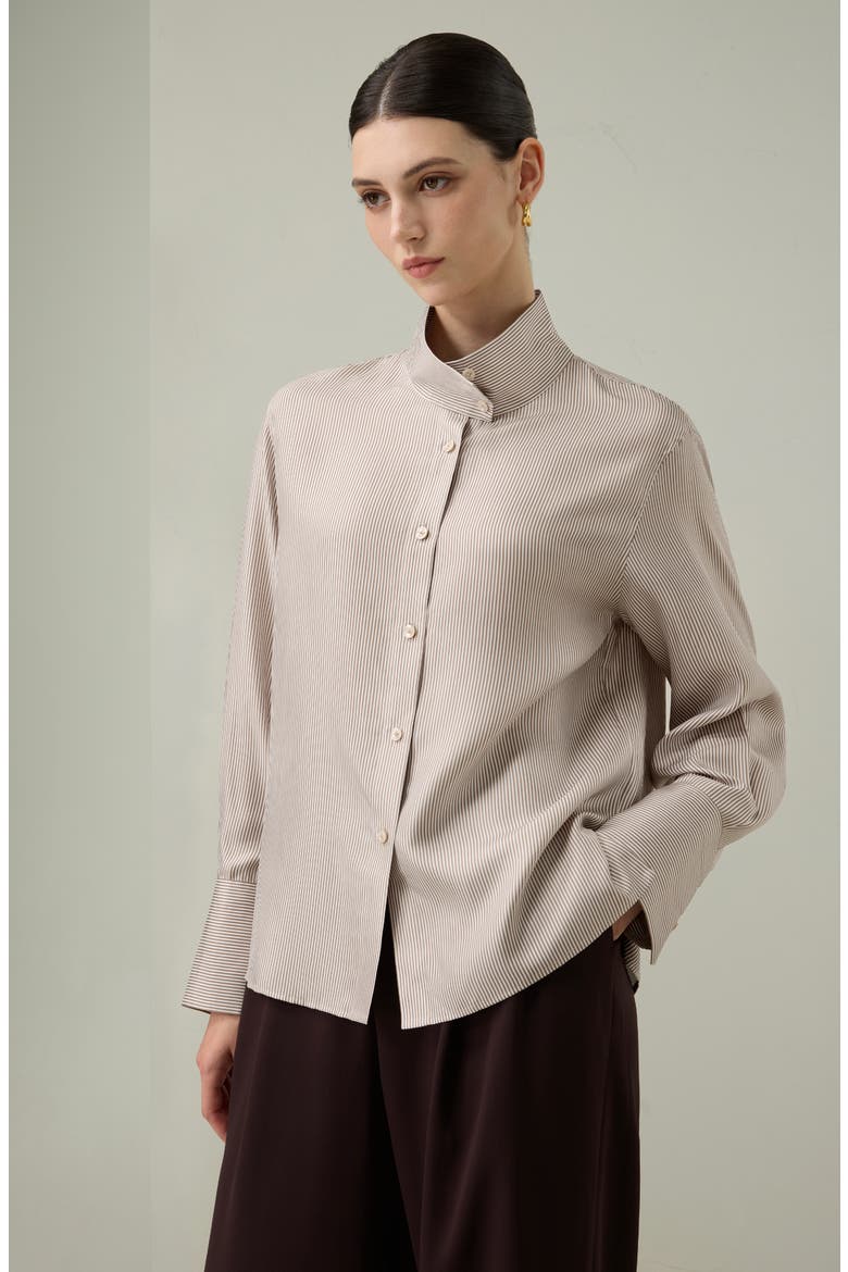 Milano Shirt, Alternate, color, Marron Stripe