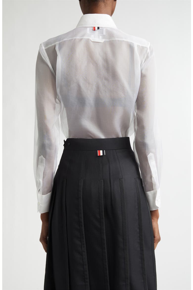 Silk Organza Button-Up Shirt, Alternate, color, WHITE