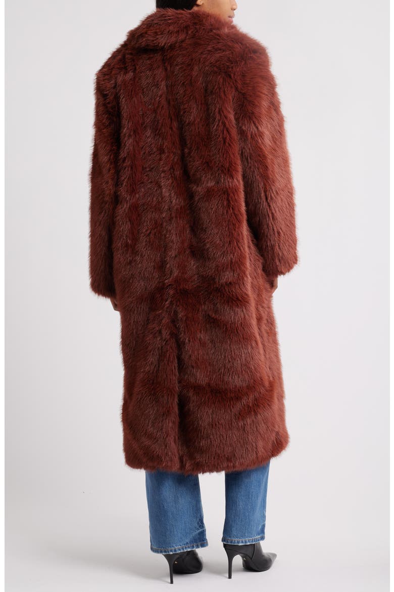 Faux Fur Longline Coat, Alternate, color, BURGUNDY
