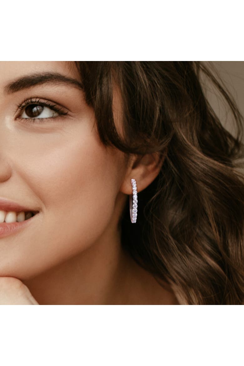 2 3/8ct. t.w. Lab-Grown Diamond Hoop Earrings 14k, Alternate, color, White Gold