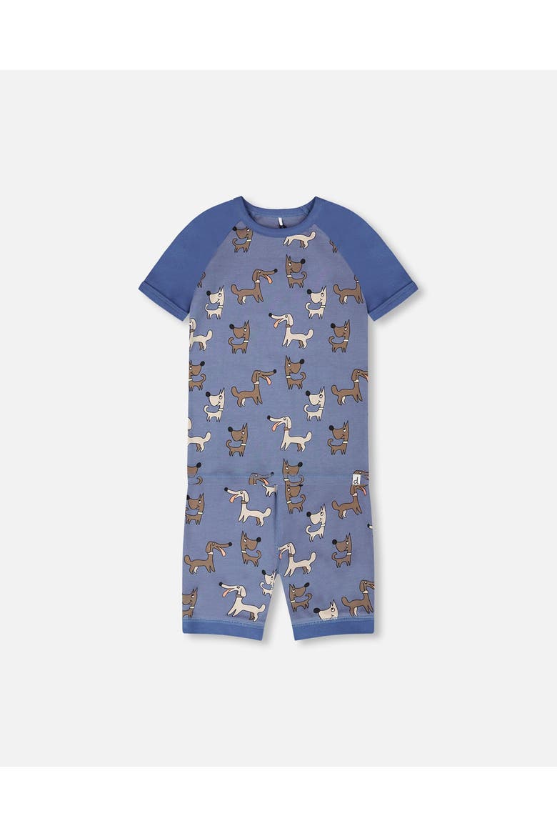 Organic Cotton Dog Print Two-Piece Pyjama Set, Main, color, Blue Printed Dogs