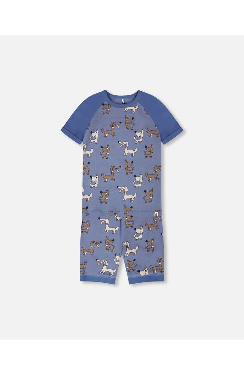 Deux par Deux Organic Cotton Dog Print Two-Piece Pyjama Set, Main, color, Blue Printed Dogs