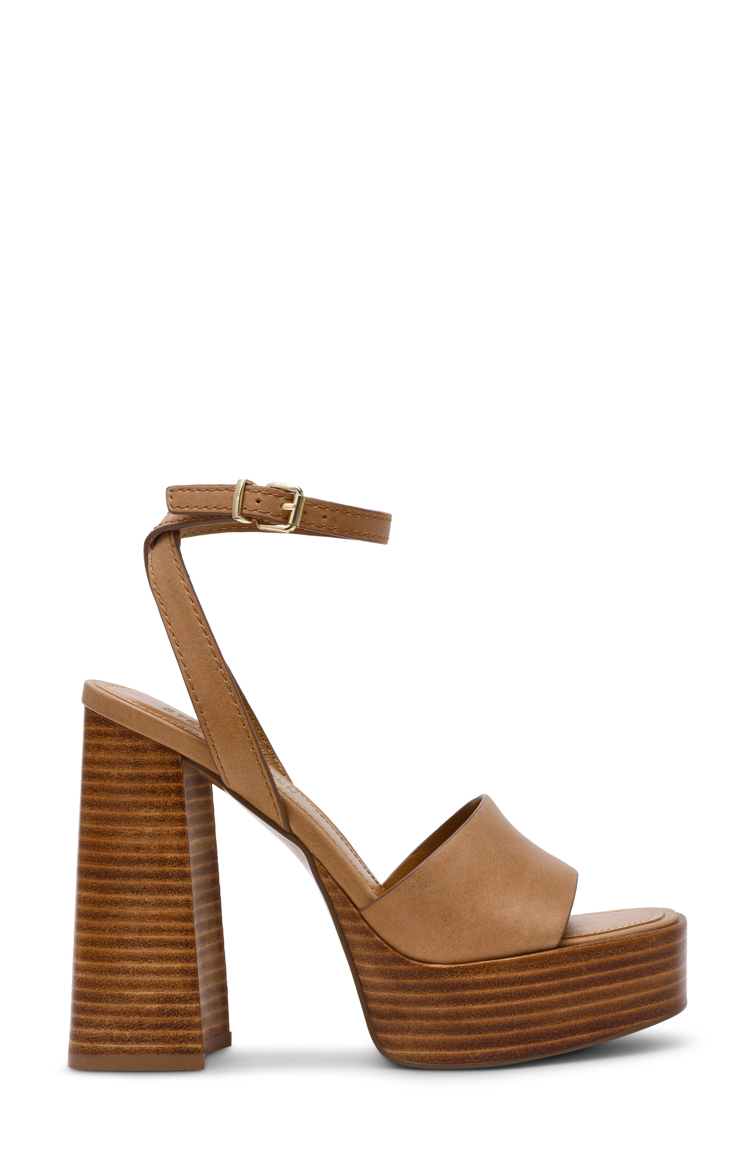 Steve Madden Floria Platform Ankle Strap Sandal, Alternate, color, Banana Leather