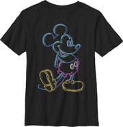 Mickey & Friends Boy's Mickey & Friends Bright Neon Mickey Mouse Outline Graphic T-Shirt