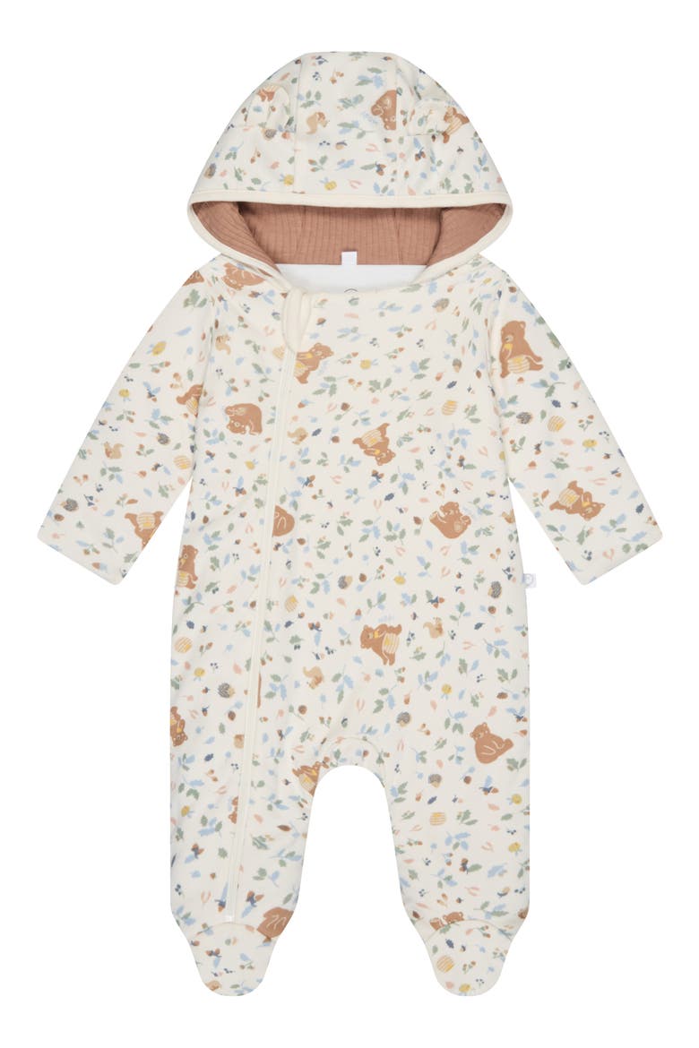 Bear Print Hooded Jumpsuit, Main, color, HONEY BEAR PRINT