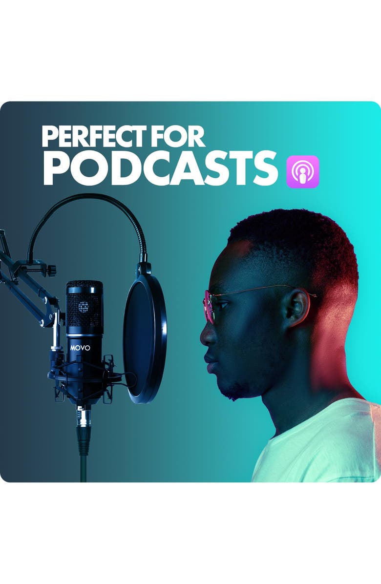 MOVO 2-Pack Universal Cardioid Podcasting Microphone Bundle with Articulating Scissor Arm and Pop Filter, Alternate, color, Black