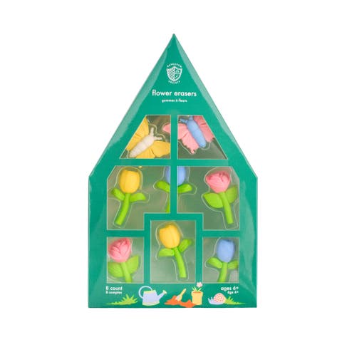 Spring Flowers & Butterflies Eraser Set
