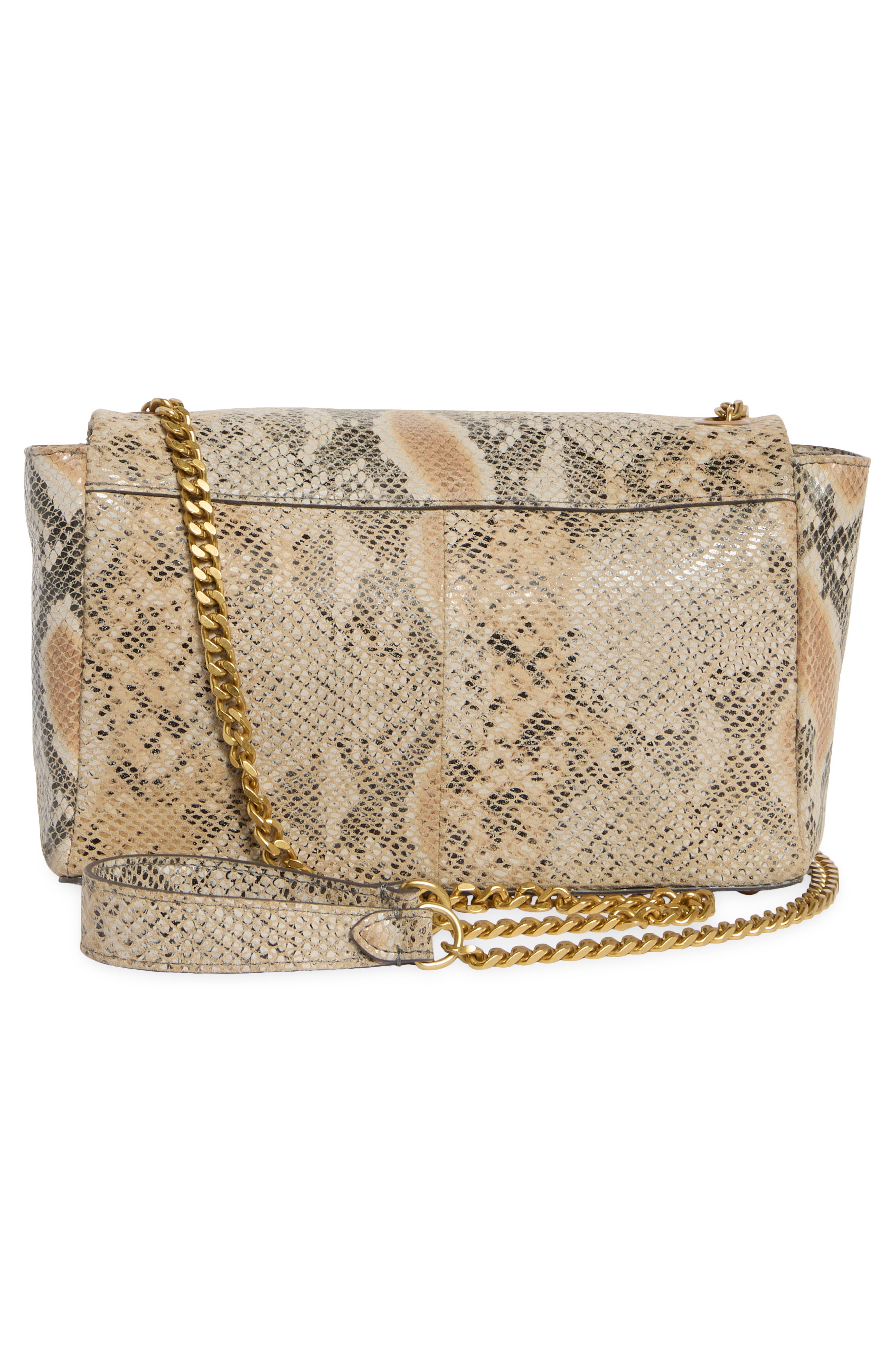 Mylah Snake Embossed Leather Shoulder Bag, Alternate, color, MILK TEA WARM VANILLA SNAKE