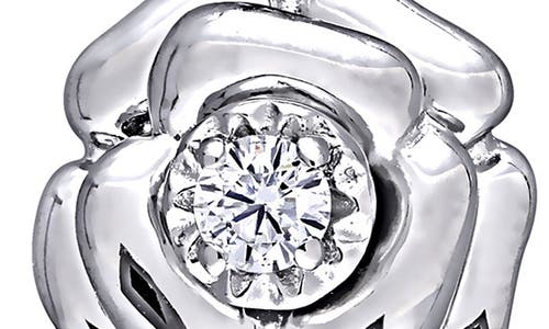 Delmar Diamond Flower Pendant Necklace & Stud Earrings Set In Silver