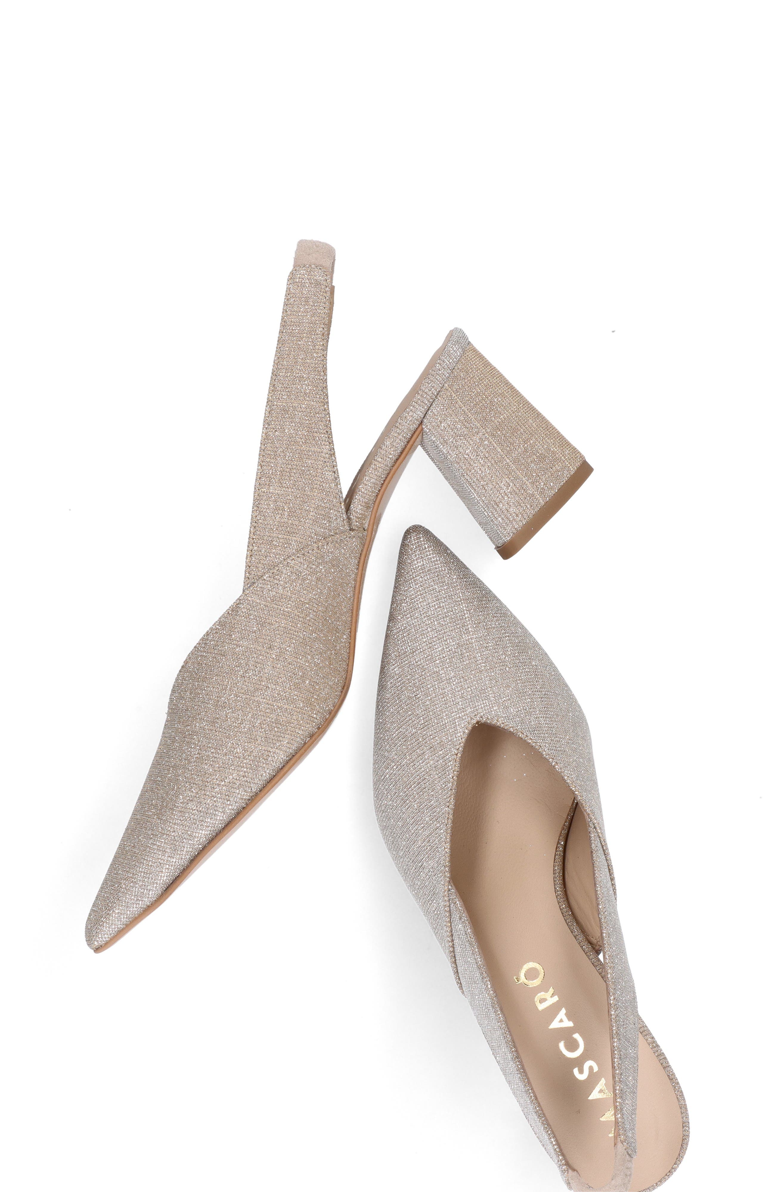 MASCARO Block Heel Glitzy Slingback, Alternate, color, Metallic Gold