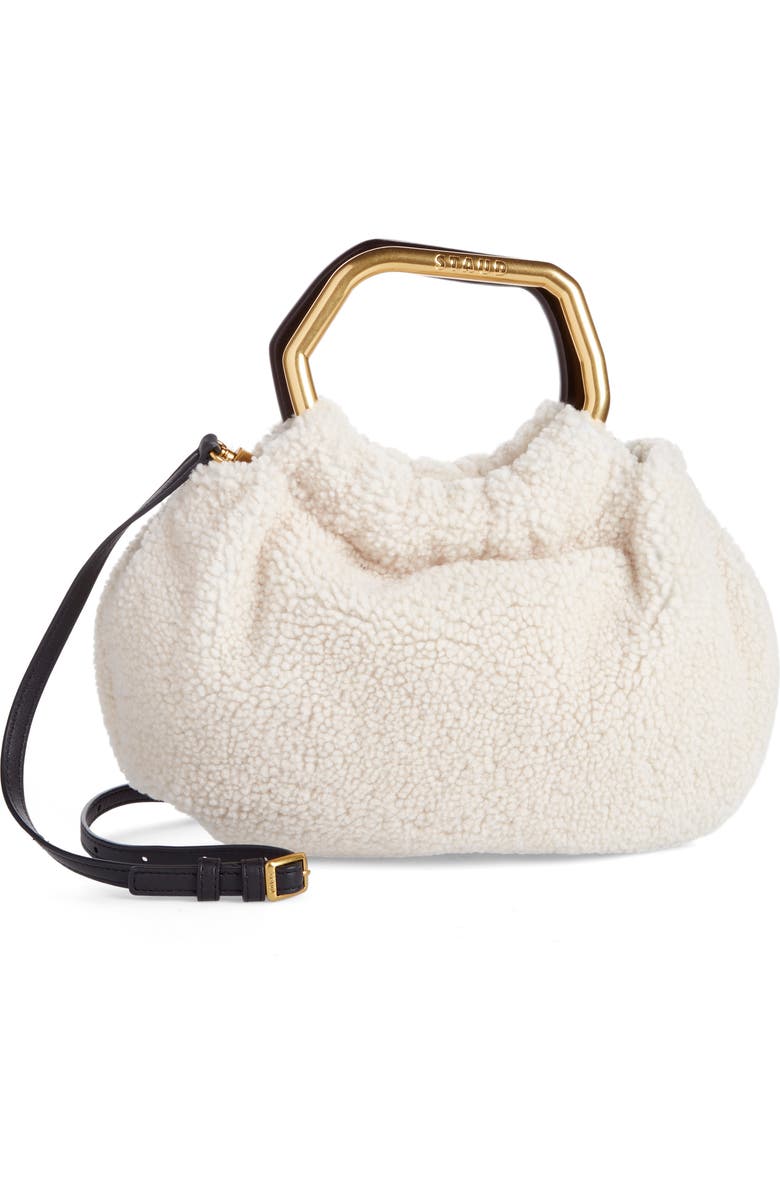 STAUD Camille Genuine Shearling Crossbody Bag, Main, color,
