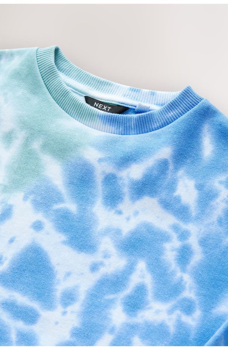 NEXT Kids' Tie Dye Cotton Sweatshirt & Shorts Set, Alternate, color, Blue