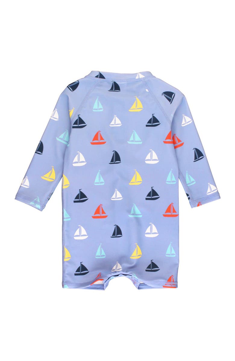 RuggedButts Boys Long Sleeve One Piece Rash Guard, Alternate, color, Down By The Bay