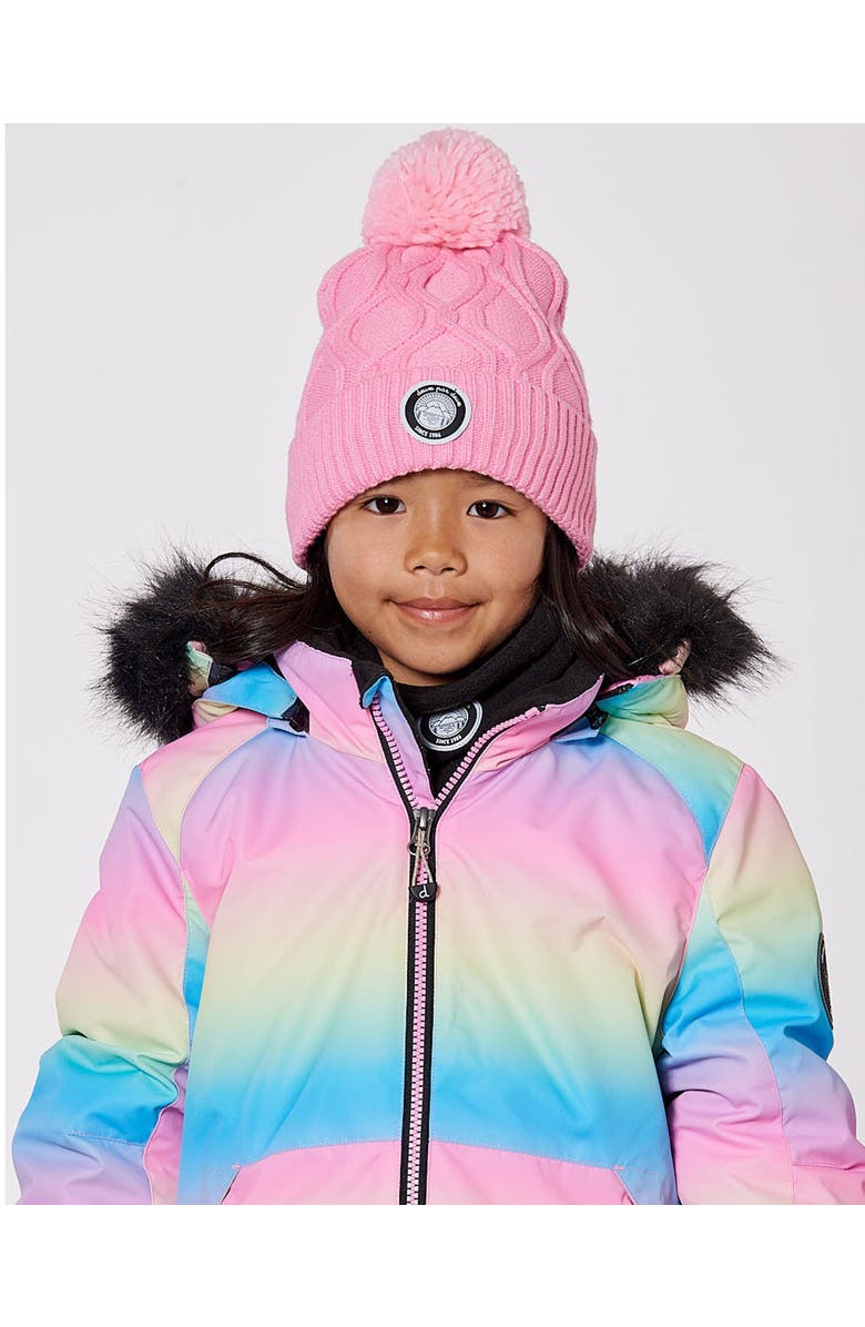 Deux par Deux Lined Knit Pompom Hat, Alternate, color, Pink