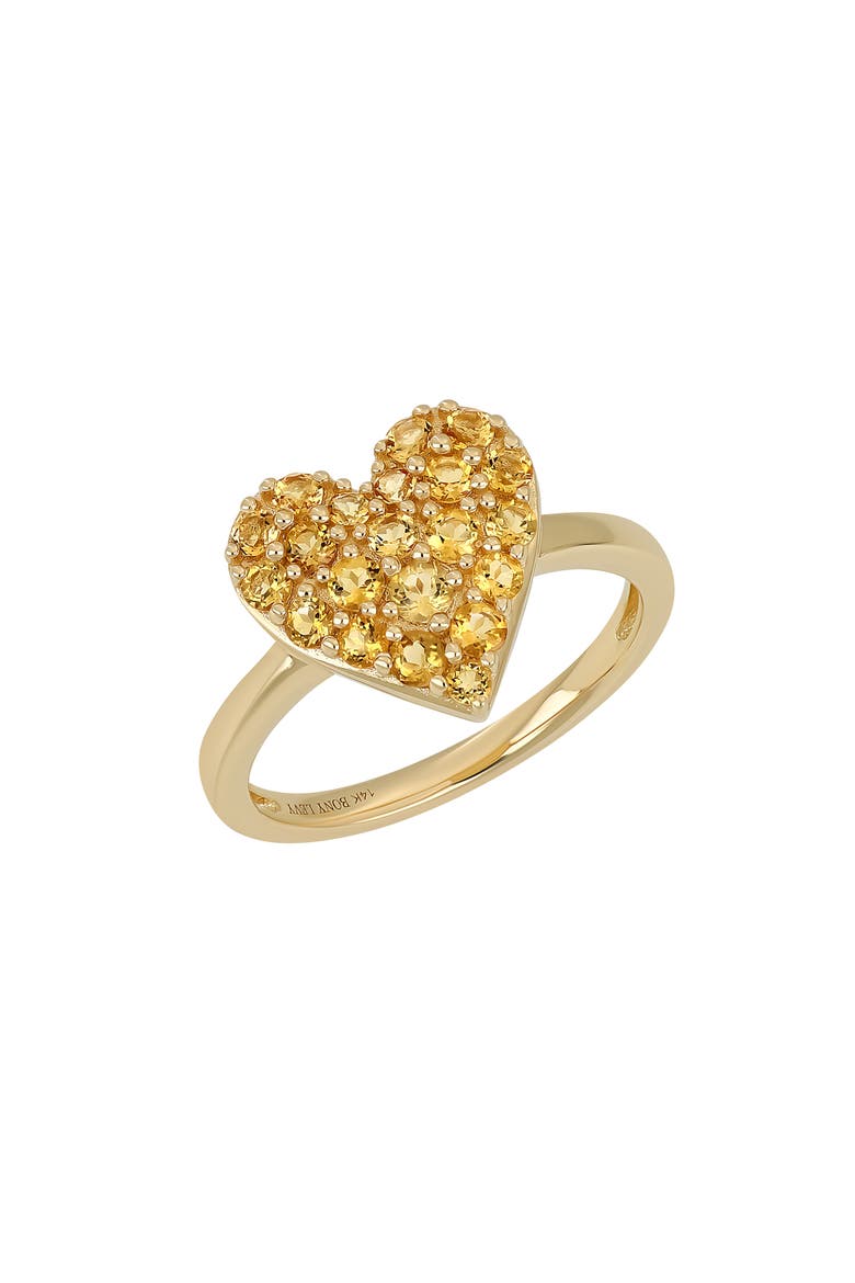 14K Gold & Citrine Heart Ring, Main, color, 14K YELLOW GOLD