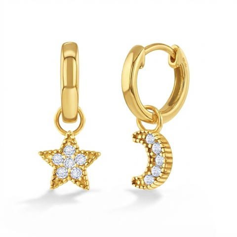 Star & Moon Gold Plated Earrings