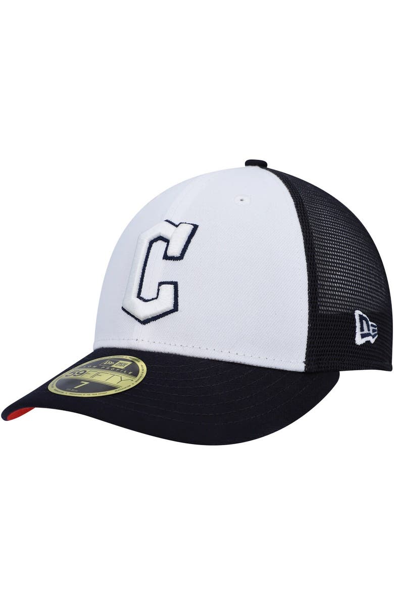New Era Men's New Era White/Navy Cleveland Guardians 2023 On-Field Batting Practice Low Profile 59FIFTY Fitted Hat, Main, color, White